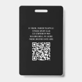 Cool Zwart Logo Foto QR Code Medewerker ID Badge (Achterkant)