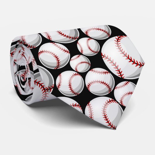 cool zwart wit Baseball sportpatroon Stropdas (Opgerold)