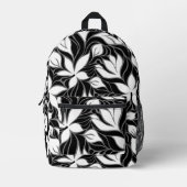 Cool Zwart Wit Modern Bloemen Bloemen Patroon Bedrukte Rugzak (Voorkant)