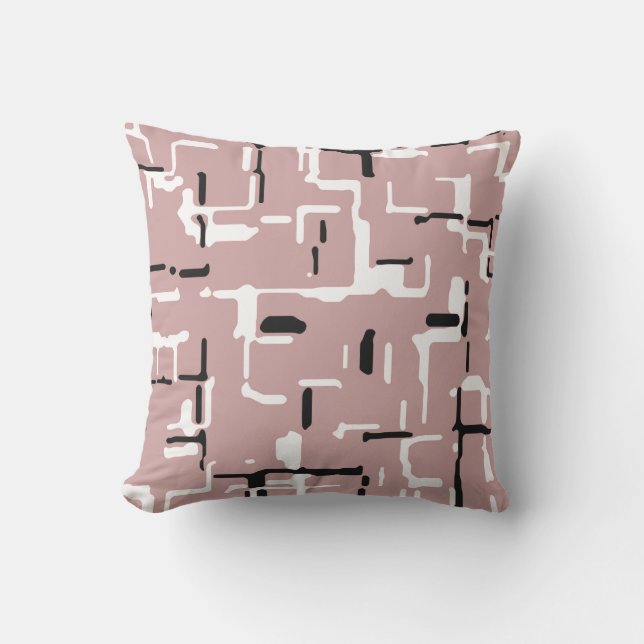 Cool Zwart Wit Roze Patroon Buitenkussen (Voorkant)