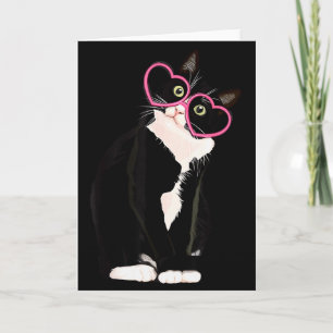 Cool Zwarte Kat Kitten Rode Hart Gles Happy Valent Kaart