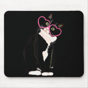 Cool Zwarte Kat Kitten Rode Hart Gles Happy Valent Muismat