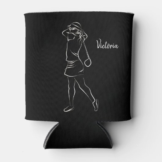 Cool Zwarte Moderne Met Uw Naam Aangepaste Dames Blikjeskoeler (Voorkant)