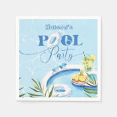 Cool zwembad verjaardagsfeestje blauw zwembad servet (Voorkant)