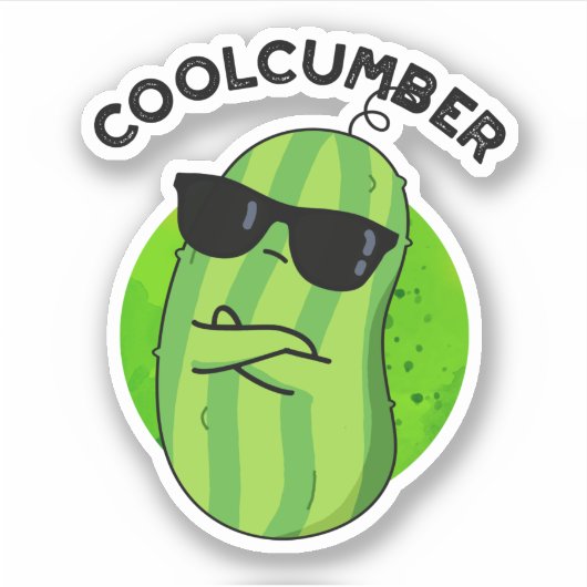 Coolcumber Funny Veggie Cucumber Pun Sticker (Voorkant)