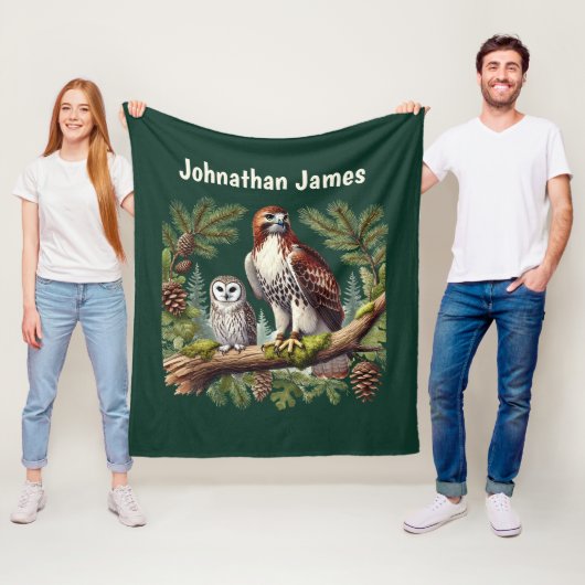 Coole arend liefhebbers voegen naam toe fleece deken (In situ)