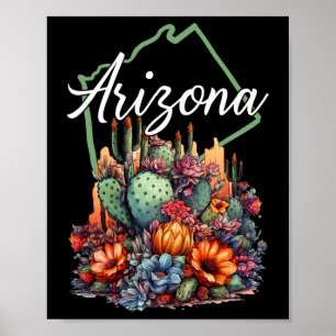 Coole Arizona Bloeiende Bloemen Cactus Buiten Wand Poster