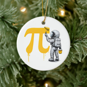 Coole astronaut die Pi-symbool schildert Pi-dag  Keramisch Ornament