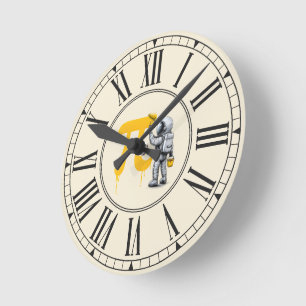 Coole astronaut die Pi-symbool schildert Pi-dag Ronde Klok