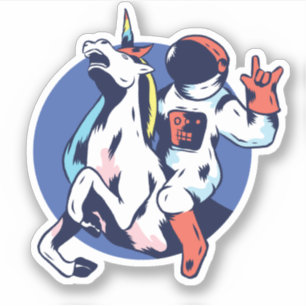 Coole astronaut rijdt op eenhoorn rock signaal gra sticker