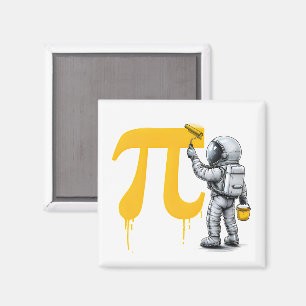 Coole astronaut schildert Pi symbool Pi-dag  Magneet