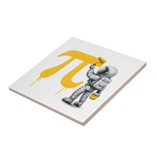 Coole astronaut schildert Pi symbool Pi-dag Tegeltje