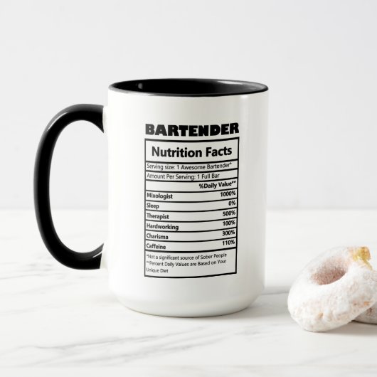 coole Bartender-werkfeiten Mok (Met donut)