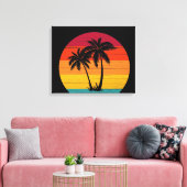 coole Beach house palmbomen Canvas Afdruk (Insitu (Woonkamer))