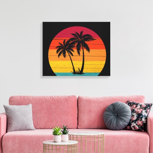 coole Beach house palmbomen Canvas Afdruk (Insitu (Woonkamer))