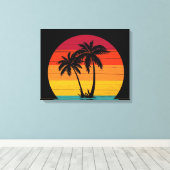 coole Beach house palmbomen Canvas Afdruk (Insitu (Houten vloer))