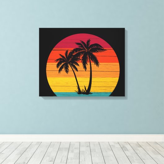 coole Beach house palmbomen Canvas Afdruk (Insitu (Houten vloer))