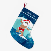 coole Beach surfende kerstman Kleine Kerstsok (Voorkant (Hangend))