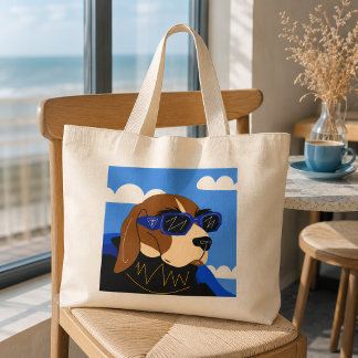 Coole Beagle Hond Draagt Luxe Zonnebril Grote Tote Bag