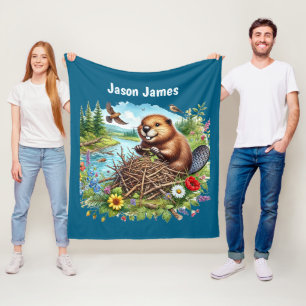 Coole bever naam toevoegen fleece deken