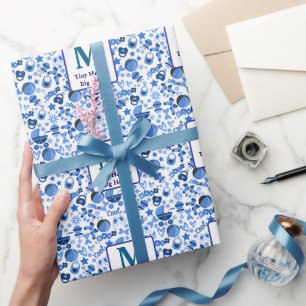 coole blauwe Baby jongen Kwekerij Patroon geperson Cadeaupapier