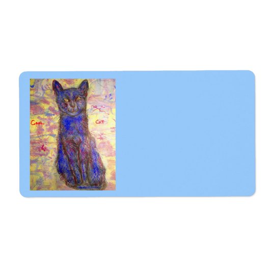 coole blauwe kat etiket (Voorkant)