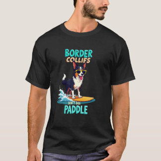 Coole Border Collie Surfende Hond T-shirt