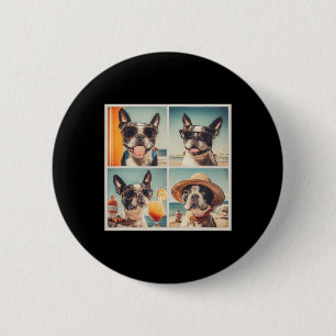 Coole Boston Terrier Zonnebril Honden Zomer Vakant Ronde Button 5,7 Cm