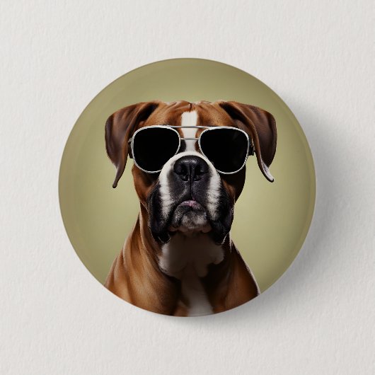 Coole Boxer Hond Ronde Button 5,7 Cm (Voorkant)