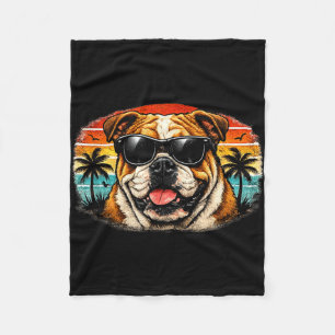 Coole bulldog retro zonsondergang zomer vibes vint fleece deken