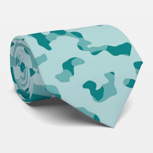 coole camo blauwgroen op lichtblauwe achtergrond stropdas (Opgerold)