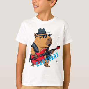 Coole Capybara Rockster Elektrische Gitarist T-shirt