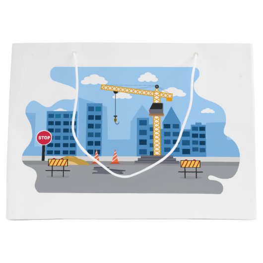 coole constructiezone Grote Gift Bag Groot Cadeauzakje (Voorkant)