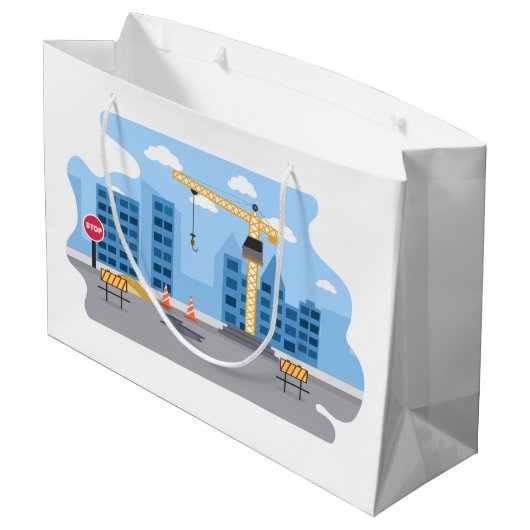 coole constructiezone Grote Gift Bag Groot Cadeauzakje (Achterkant Gekanteld)