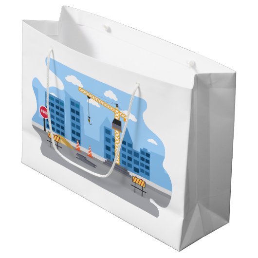 coole constructiezone Grote Gift Bag Groot Cadeauzakje (Voorkant Gekanteld)
