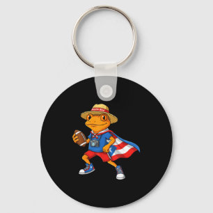 Coole coqui kikker puerto rico vlag grappig voetba sleutelhanger