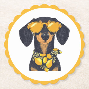 Coole Dachshond Honden Zonnebril Citroenen Kartonnen Onderzetters