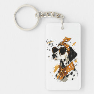 Coole Dalmatiër hond met zonnebril & gestippelde s Sleutelhanger