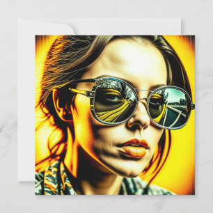 Coole dame in zonnebril reflectie van een weg