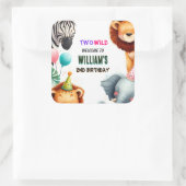 coole dierentuin zebra safari In Twee De Wilde 2e Vierkante Sticker (Tas)