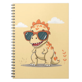 Coole Dinosaur met Zonnebril Grappige Cute Kindere Notitieboek