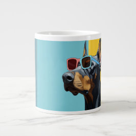 Coole Dobermann met zonnebril Extra Grote Beker