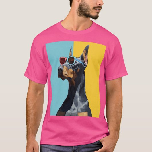 Coole Dobermann met zonnebril T-shirt (Voorkant)