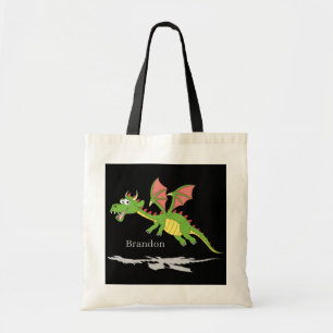 coole draken toevoegen kinder naam tote bag