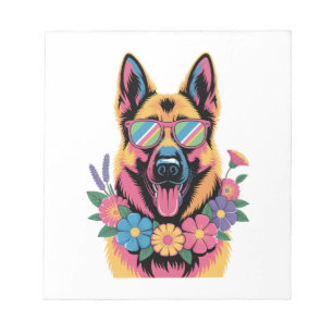 Coole Duitse Herder in Neonkleuren Notitieblok