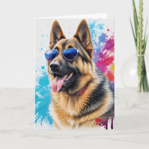 Coole Duitse herder met zonnebril spetterkunst Kaart