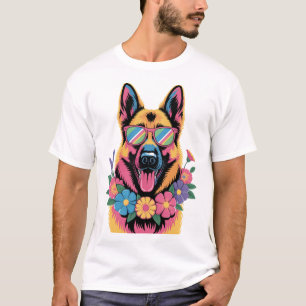 Coole Duitse Herdershond in Neon Kleuren T-shirt