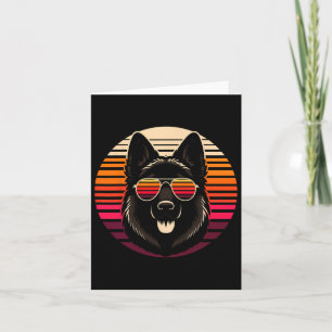 Coole Duitse Herdershond Retro Zonsondergang Kunst Kaart