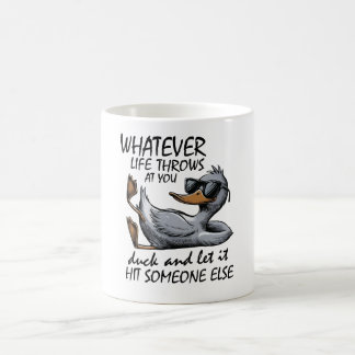 Coole Eend - Wat het Leven ook op je Afvuurt Eend  Koffiemok