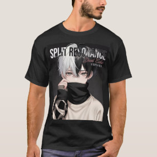 Coole esthetische anime-jongen met tweedelig haar t-shirt